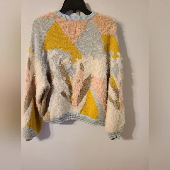 Genuine People Blue and Yellow Crew Neck Sweater - Picture 6 of 7